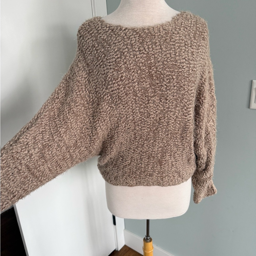 Pink Lily Textured Tan Sweater